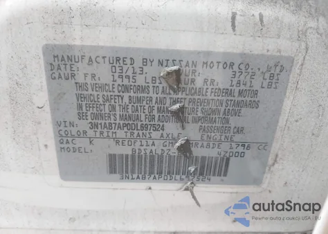 2013 Nissan Sentra Sv from USA, damaged, VIN 3N1AB7AP0DL697524